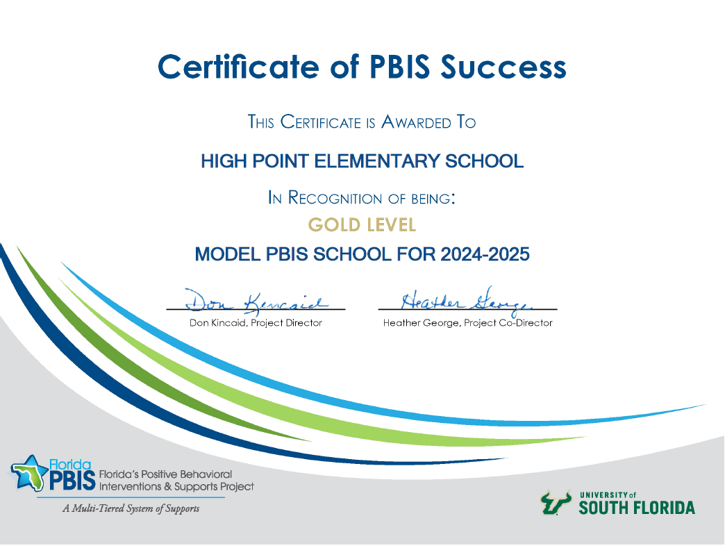  2024-2025 PBIS Certificate